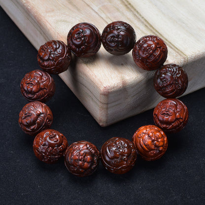 Zitan Wood Prosperity carved wooden bracelet