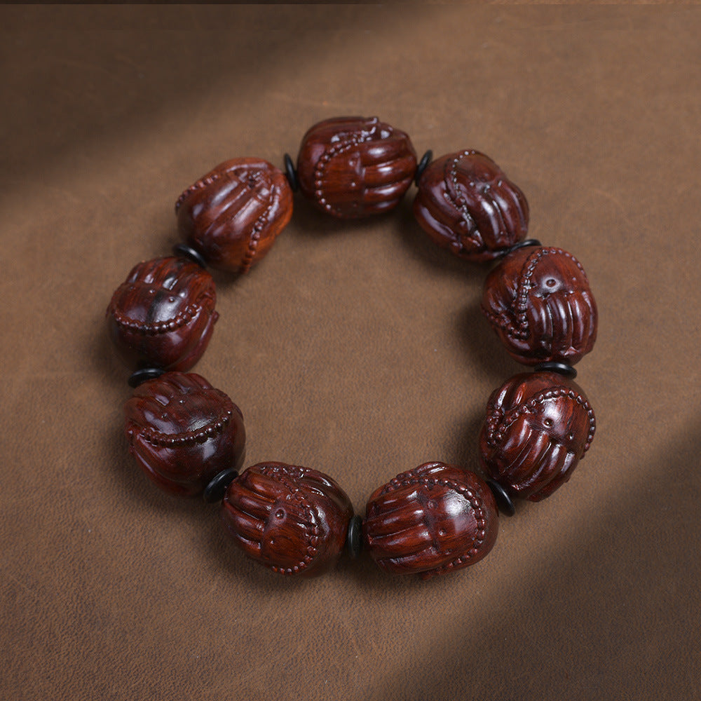 Zitan Wood Buddha Hand carved wooden bracelet