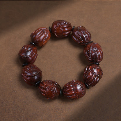 Zitan Wood Buddha Hand carved wooden bracelet