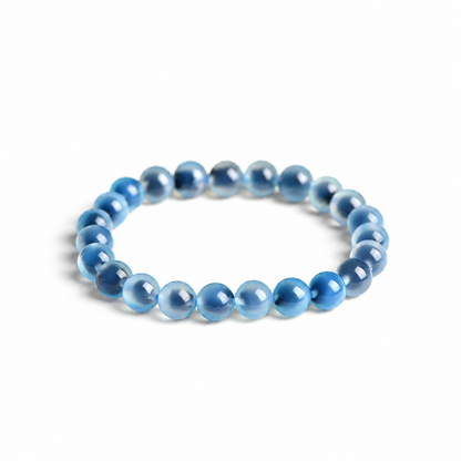 Blue-centered agate bracelet on white