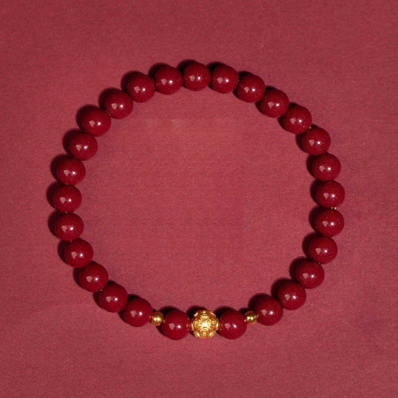 Cinnabar coin bead bracelet – alternate view