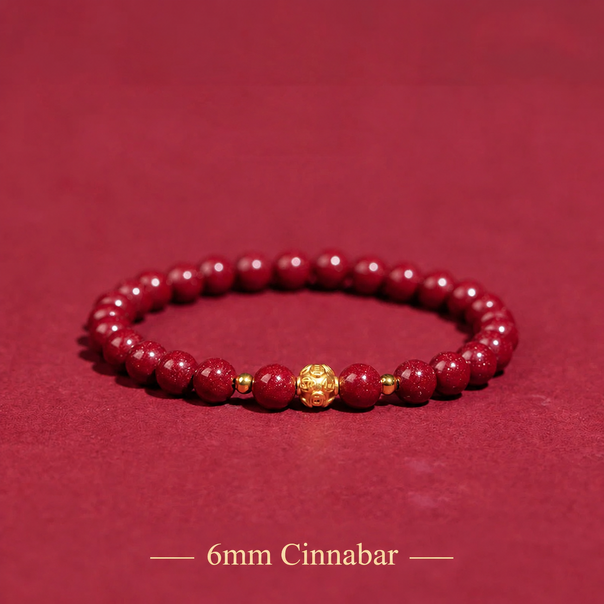 Cinnabar coin bead bracelet – 6mm beads