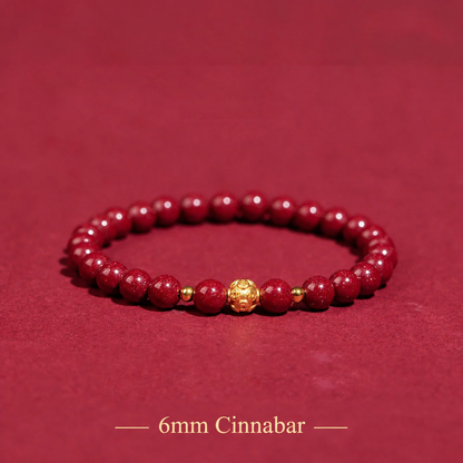 Cinnabar coin bead bracelet – 6mm beads