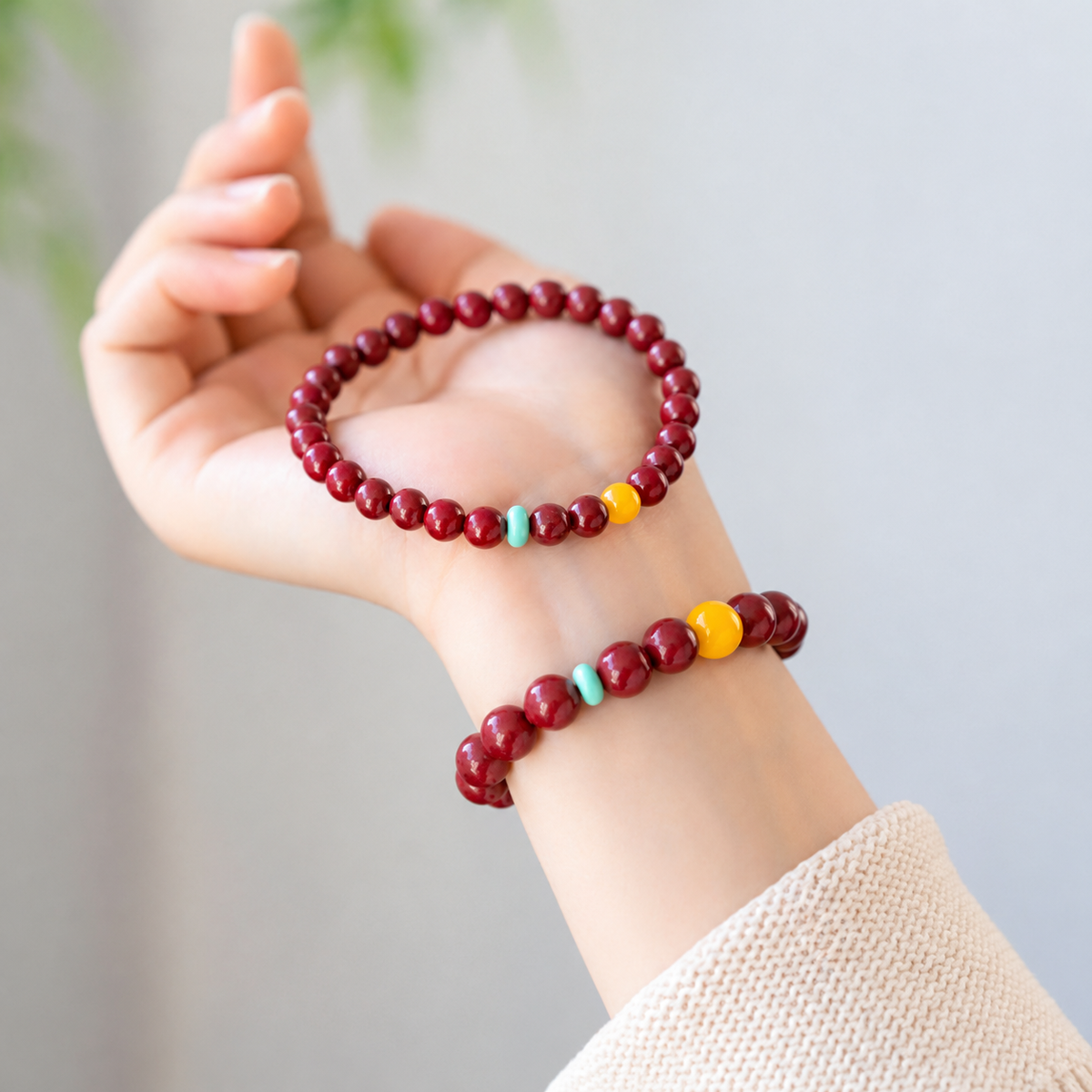 6mm and 8mm red bead bracelet comparison