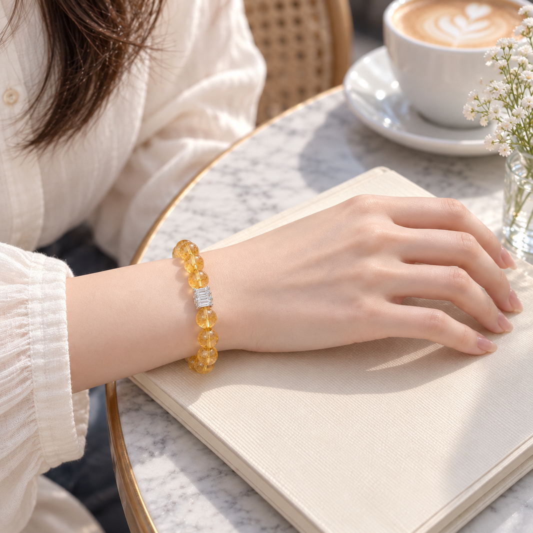 Natural Citrine Bracelet 10mm – natural wrist view