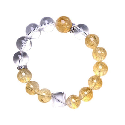 Complete citrine and clear quartz bead arrangement with cube bead