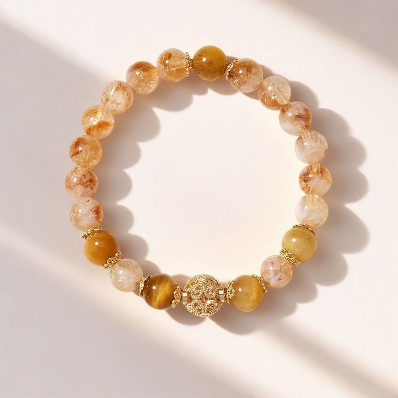 Citrine and tiger eye bracelet 8mm variant