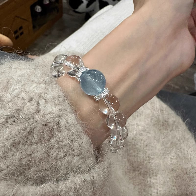 Clear quartz and aquamarine bracelet original product photograph 2