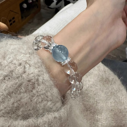Clear quartz and aquamarine bracelet original product photograph 2