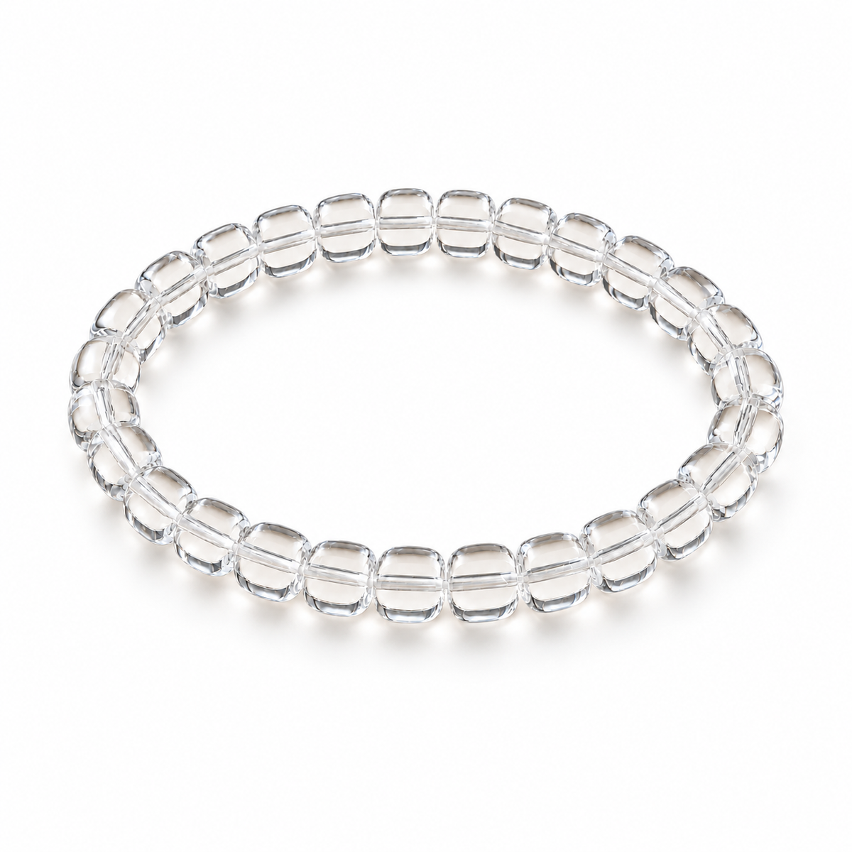 7A Clear Quartz Barrel Bead Bracelet – 4×6mm