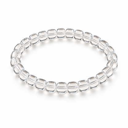 7A Clear Quartz Barrel Bead Bracelet – 4×6mm