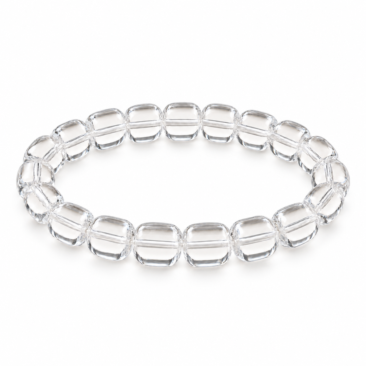 7A Clear Quartz Barrel Bead Bracelet – clear quartz product view