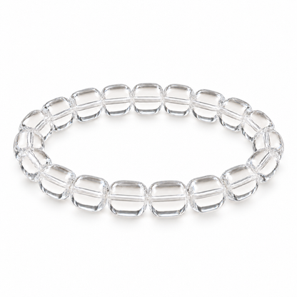 7A Clear Quartz Barrel Bead Bracelet – clear quartz product view
