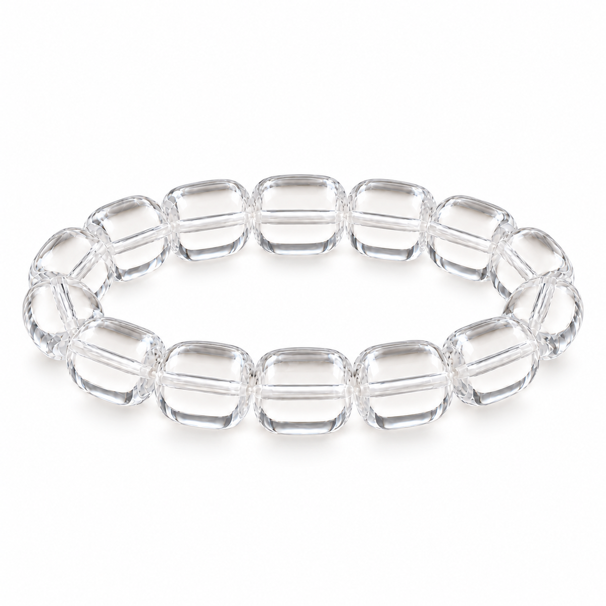 7A Clear Quartz Barrel Bead Bracelet – 8×10mm