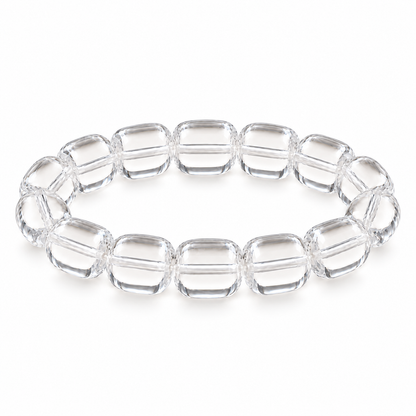 7A Clear Quartz Barrel Bead Bracelet – 8×10mm