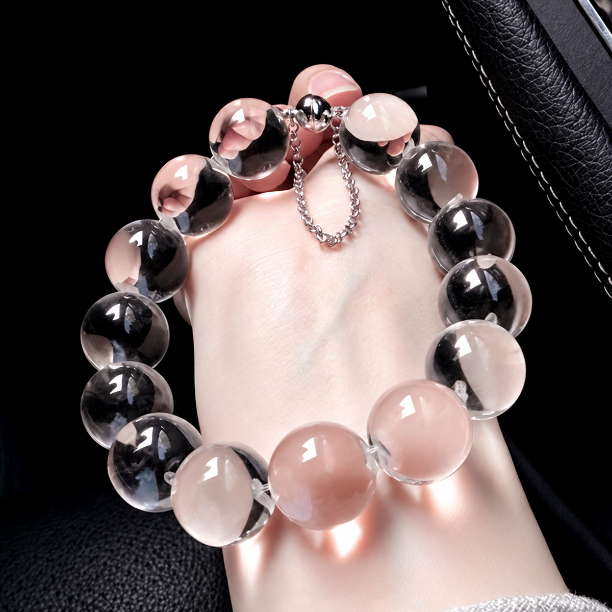 Clear quartz bubble bead bracelet, original product view 3