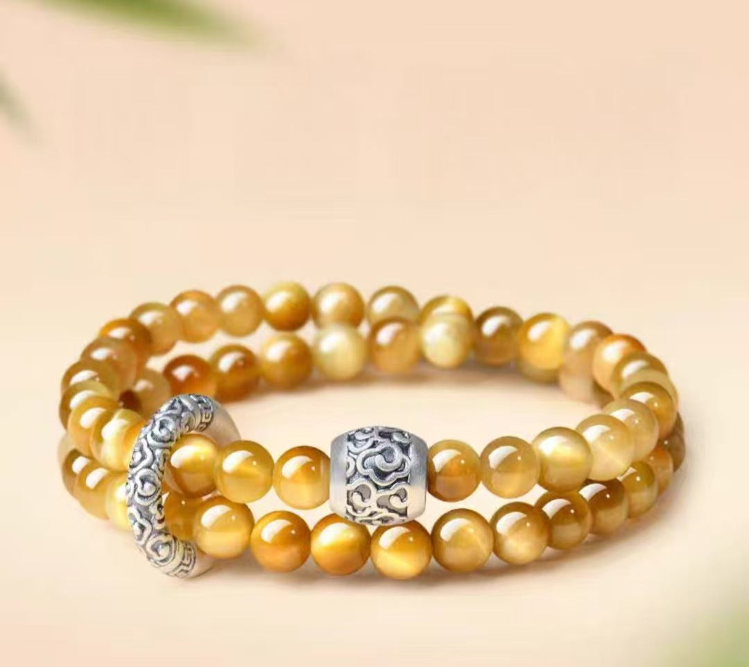 Golden Tiger Eye double-wrap bracelet, 6mm strand beads