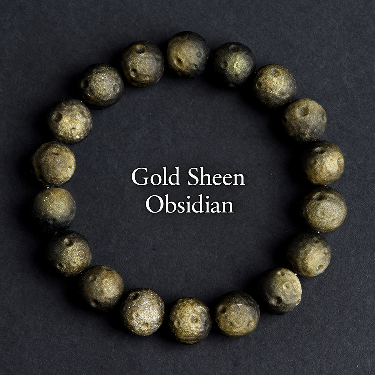 Gold sheen crater-textured obsidian bracelet