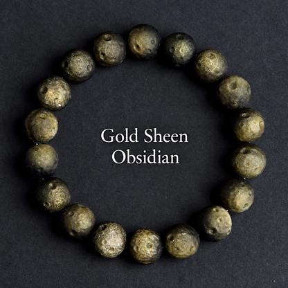 Gold sheen crater-textured obsidian bracelet