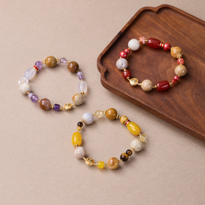 Three Dunhuang color bracelet styles displayed together