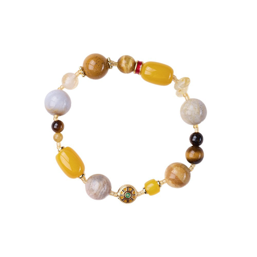 Golden yellow bracelet showing complete bead arrangement