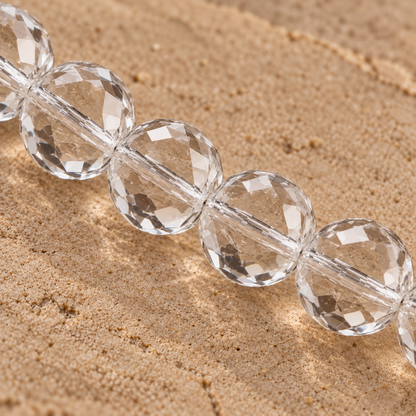 Natural Faceted Clear Quartz Bracelet – restrained faceted macro detail