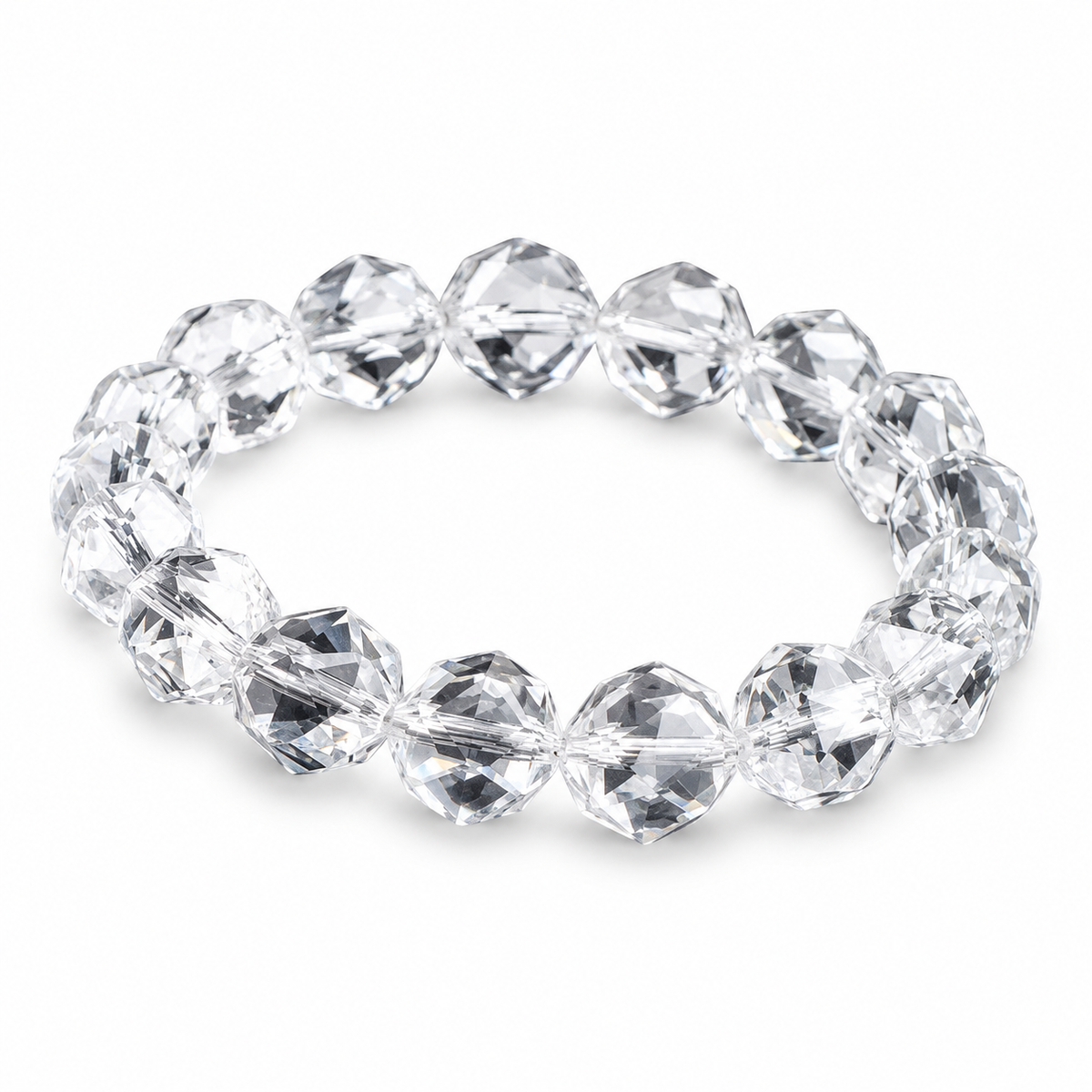 Natural Faceted Clear Quartz Bracelet – 11–12mm