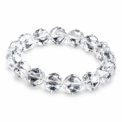 Natural Faceted Clear Quartz Bracelet – 11–12mm
