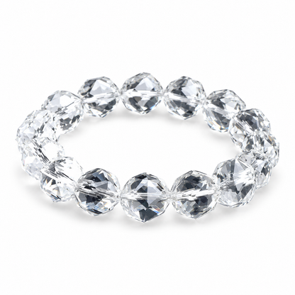 Natural Faceted Clear Quartz Bracelet – 15–16mm