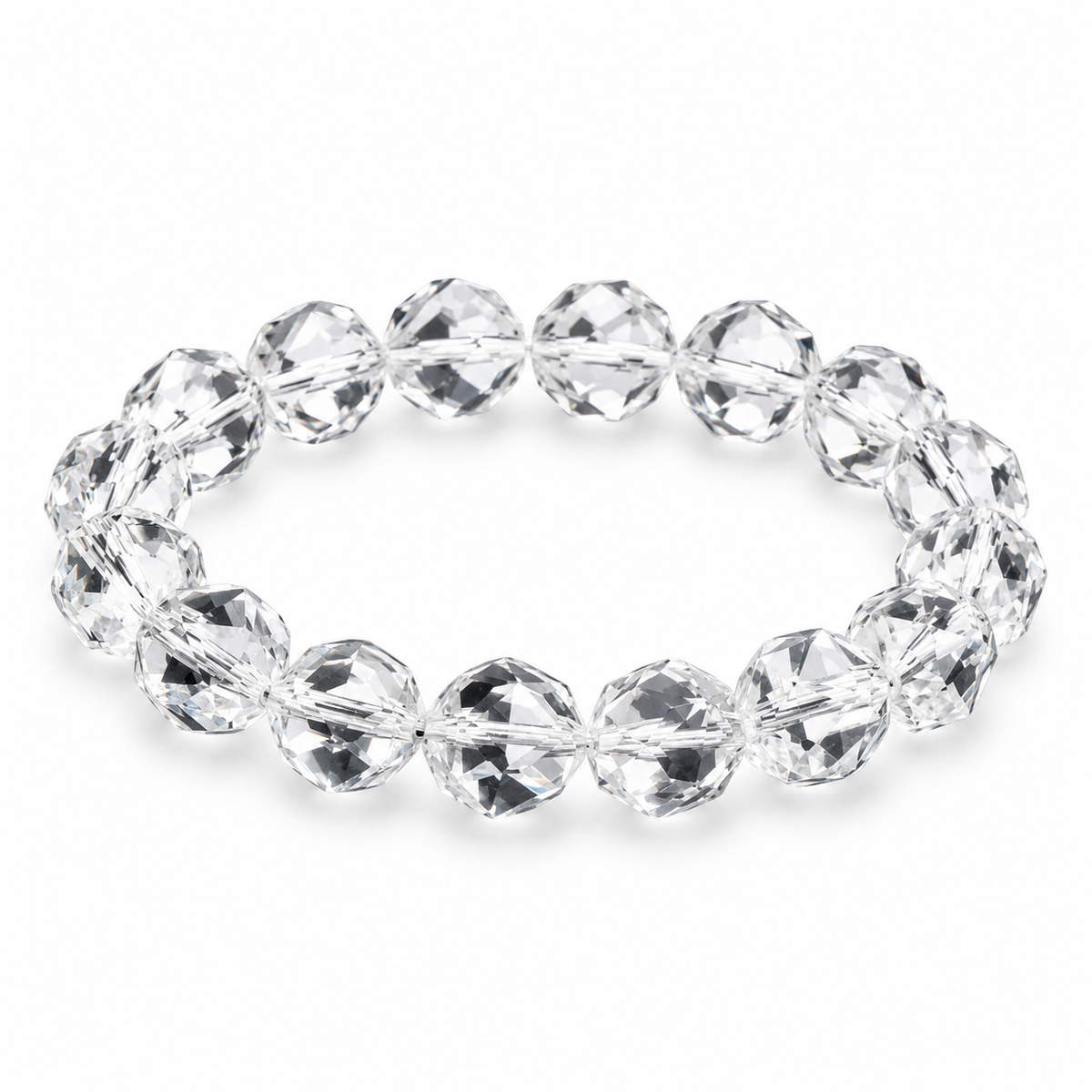 Natural Faceted Clear Quartz Bracelet – 9–10mm