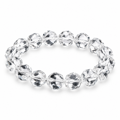 Natural Faceted Clear Quartz Bracelet – 9–10mm