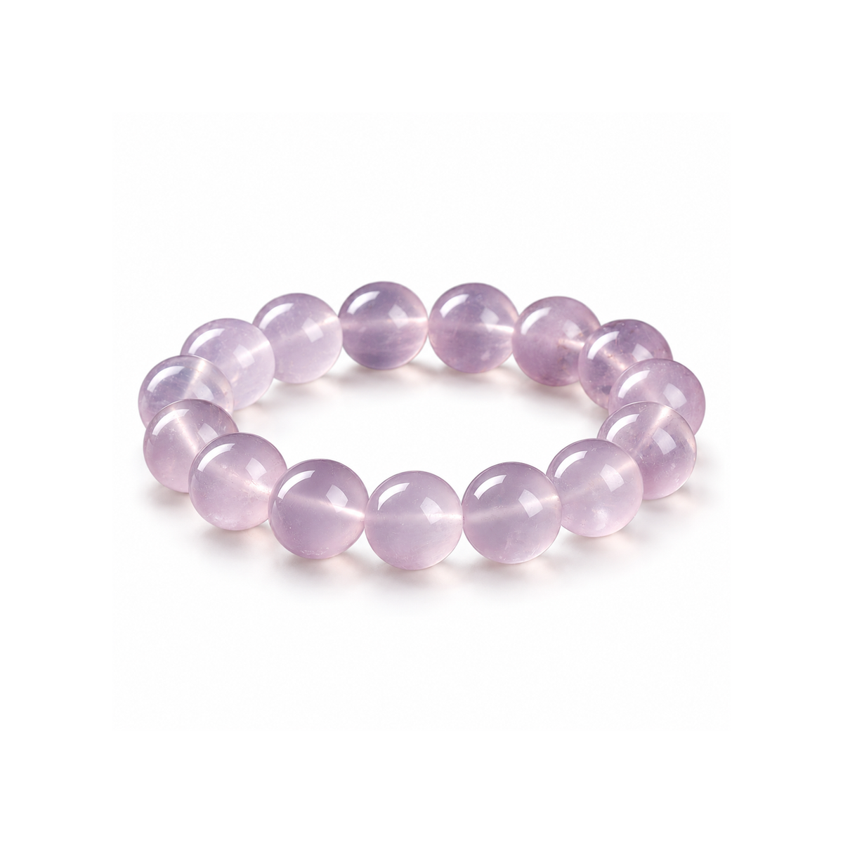 Purple round bead bracelet on a white background