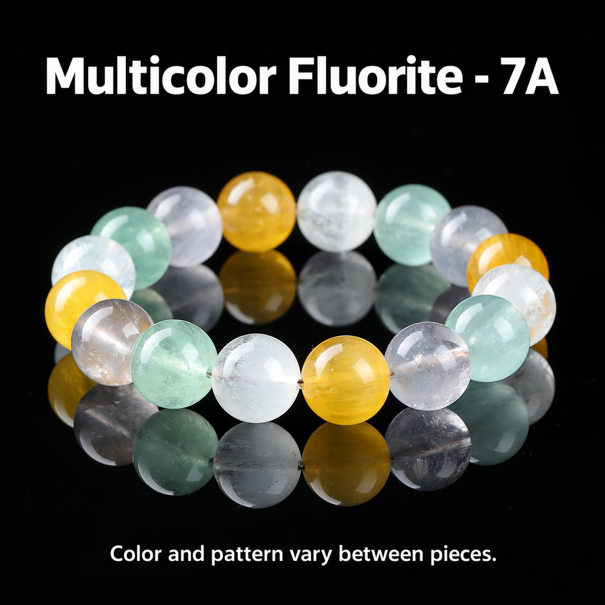 Round bead bracelet showing its polished surface and internal patterns
