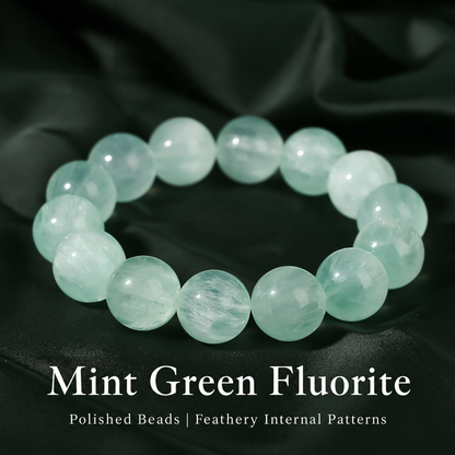 Round bead bracelet showing its polished surface and internal patterns