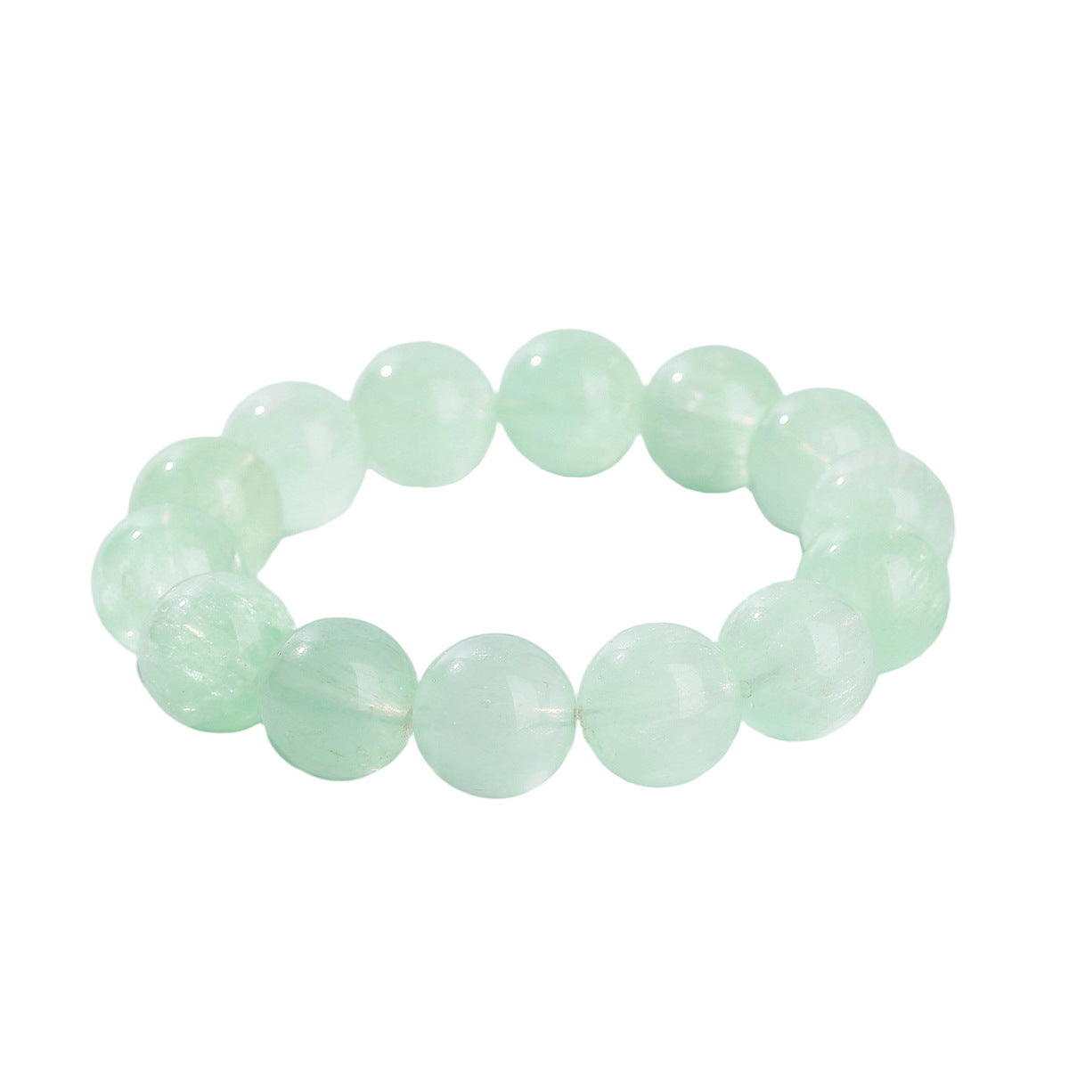 Round bead bracelet showing its polished surface and internal patterns