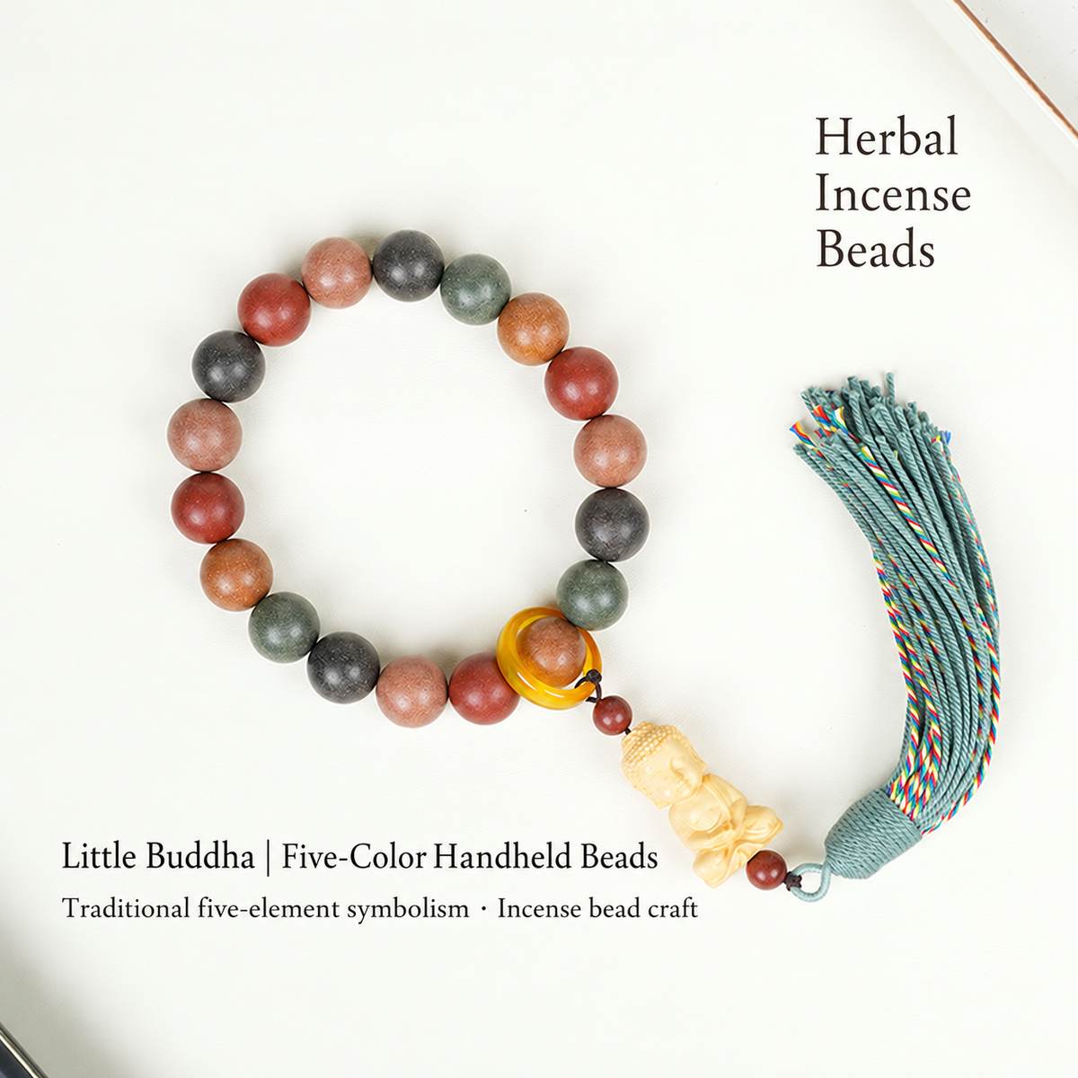 Little Buddha five-color handheld incense beads with tassel