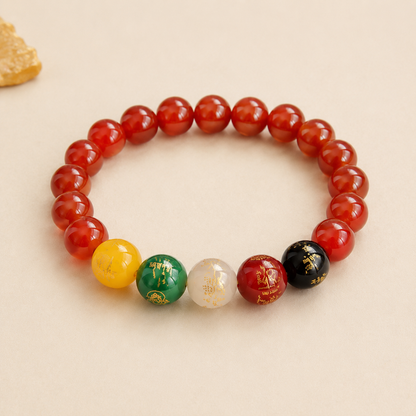 Five Elements Agate Blessing Bracelet – centered flatlay product view