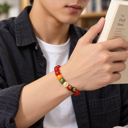 Five Elements Agate Bracelet – man reading wrist view
