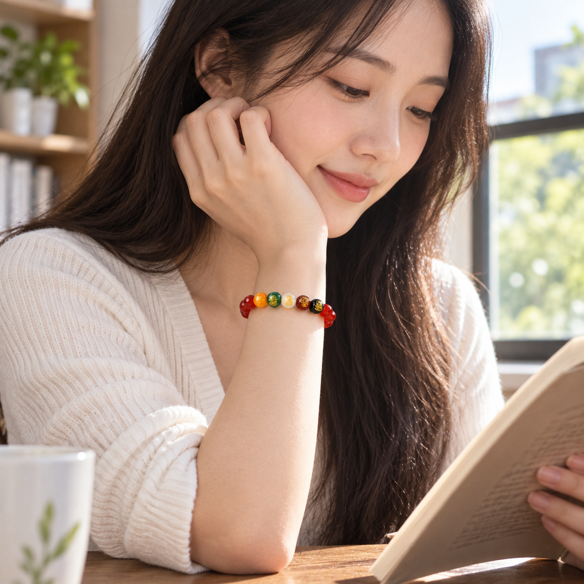 Five Elements Agate Bracelet – window reading wrist view
