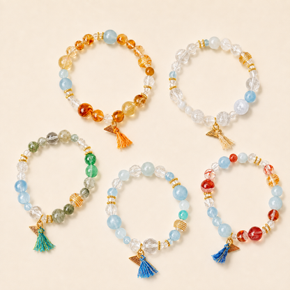 Five Elements balance bracelet in five gemstone colorways