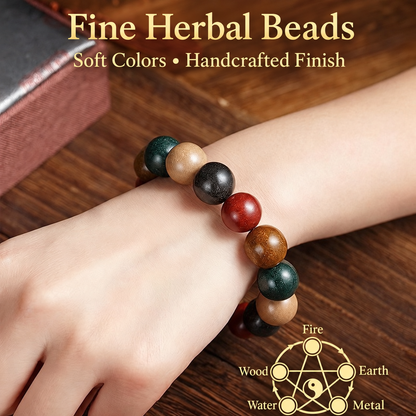Five Elements herbal incense bracelet worn on the wrist
