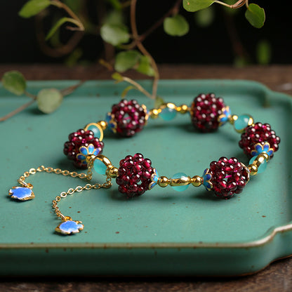 Amazonite accent style garnet cluster bracelet