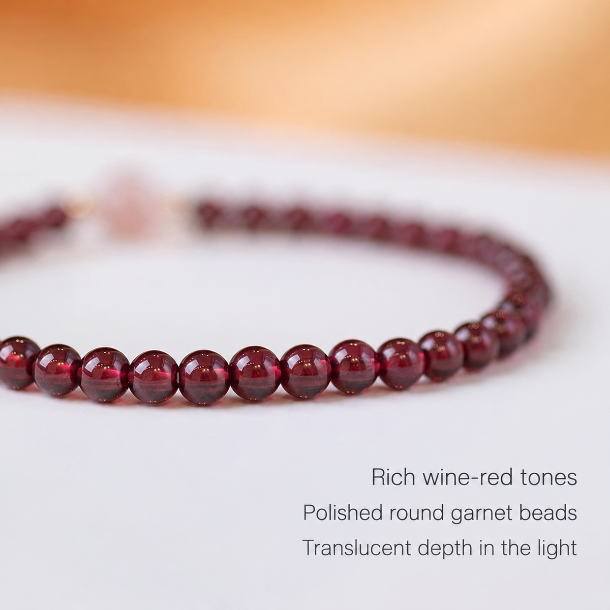 Wine red garnet bead detail