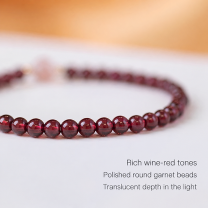 Wine red garnet bead detail