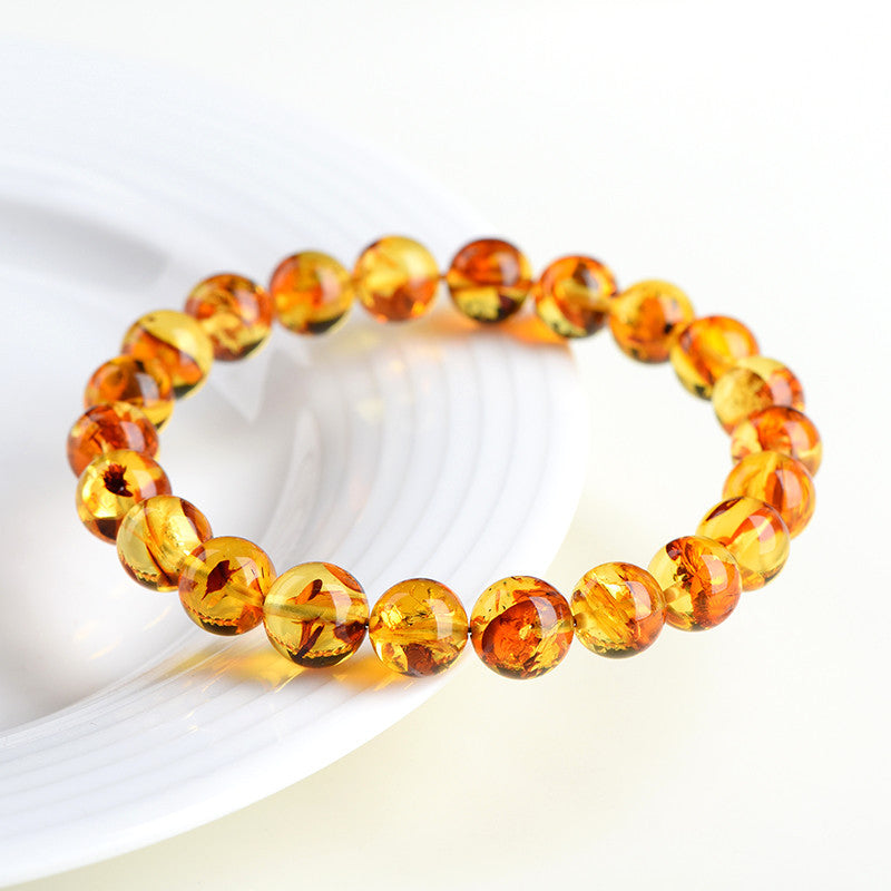 Golden amber bead bracelet – alternate view