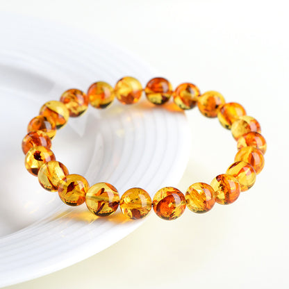 Golden amber bead bracelet – alternate view