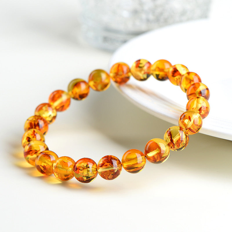 Golden amber bead bracelet – alternate view