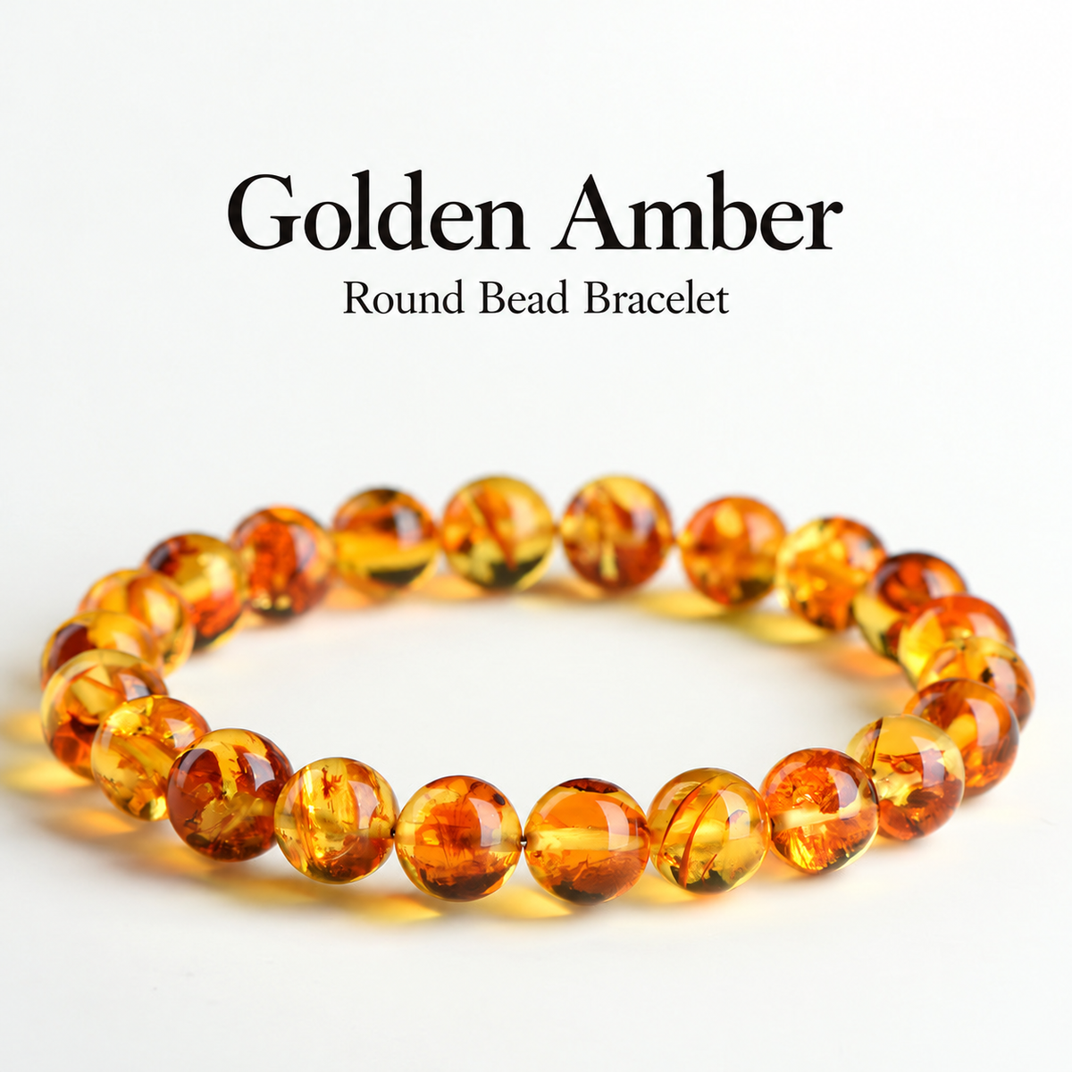 Golden amber bead bracelet – product overview