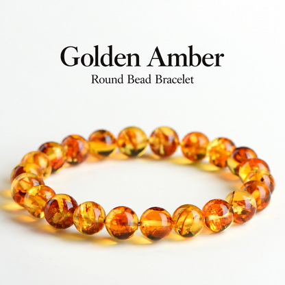 Golden amber bead bracelet – product overview