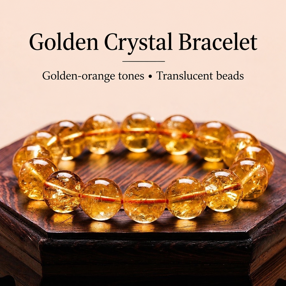 Golden crystal bracelet with English product details